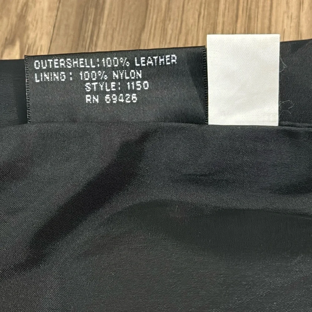 Byrnes & Baker Genuine Leather Soft Black Lined High Waist Zip Up Midi Skirt 10 - Picture 7 of 13